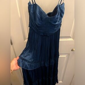 AQUA midi navy blue dress